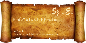Széplaki Efraim névjegykártya